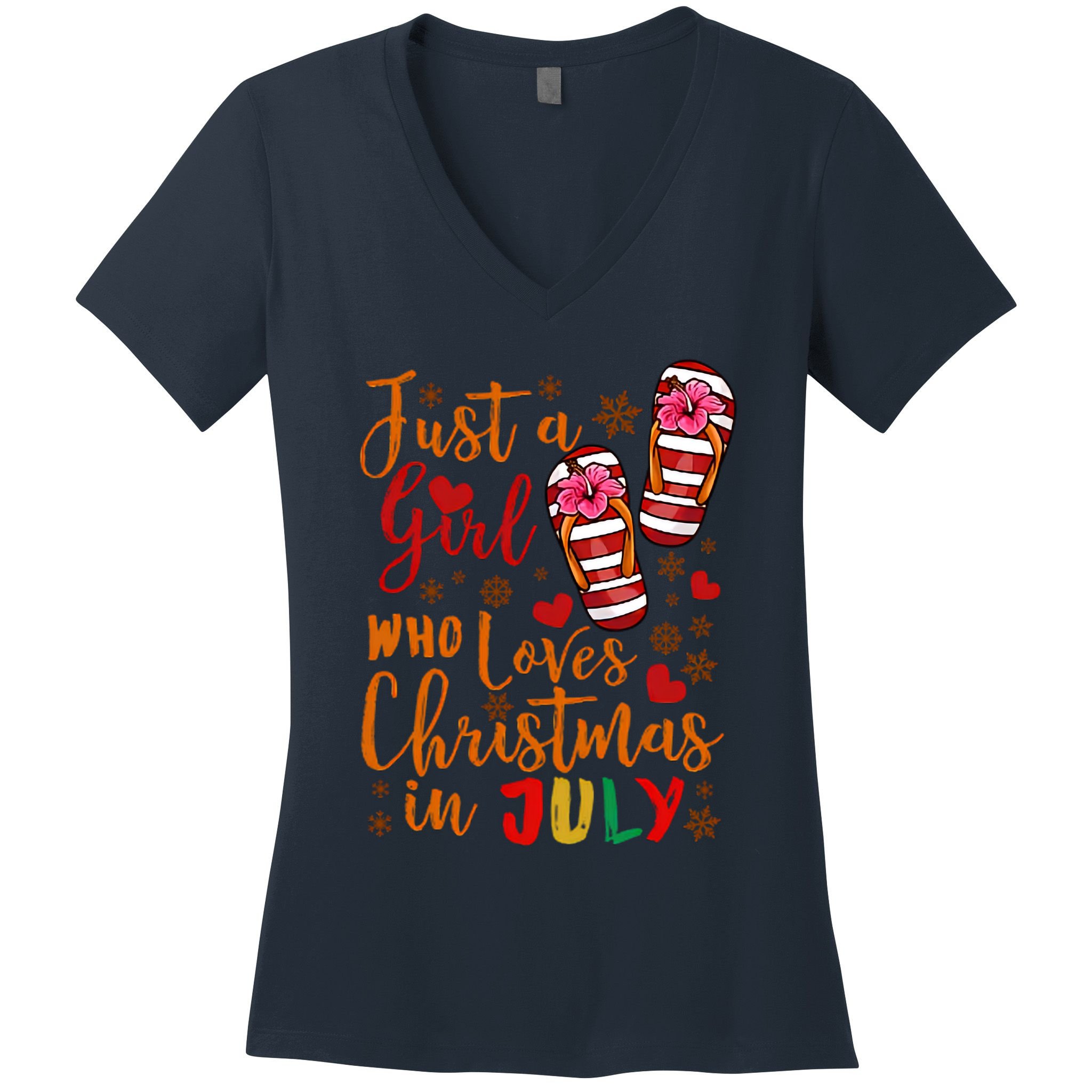 Just A Girl Who Loves Christmas In July Women's V-Neck T-Shirt
