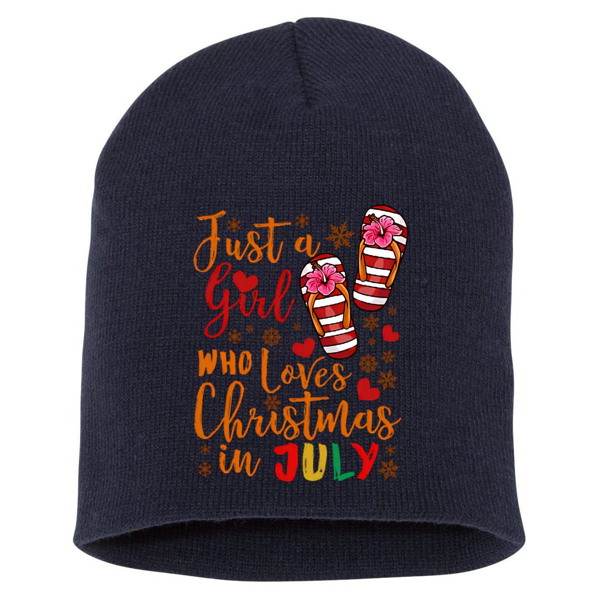 Just A Girl Who Loves Christmas In July Short Acrylic Beanie