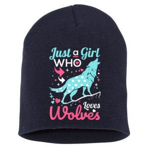 Just A Girl Who Loves Wolves Funny Wolf Doglike Lover Outfit Short Acrylic Beanie