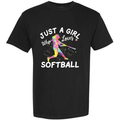 Just A Girl Who Loves Softball Garment-Dyed Heavyweight T-Shirt