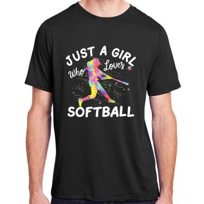 Just A Girl Who Loves Softball Adult ChromaSoft Performance T-Shirt