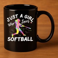 Just A Girl Who Loves Softball 11oz C Handle Ceramic Mug