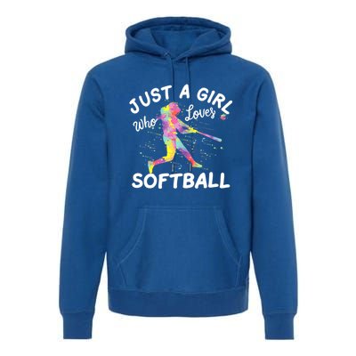 Just A Girl Who Loves Softball Premium Hoodie