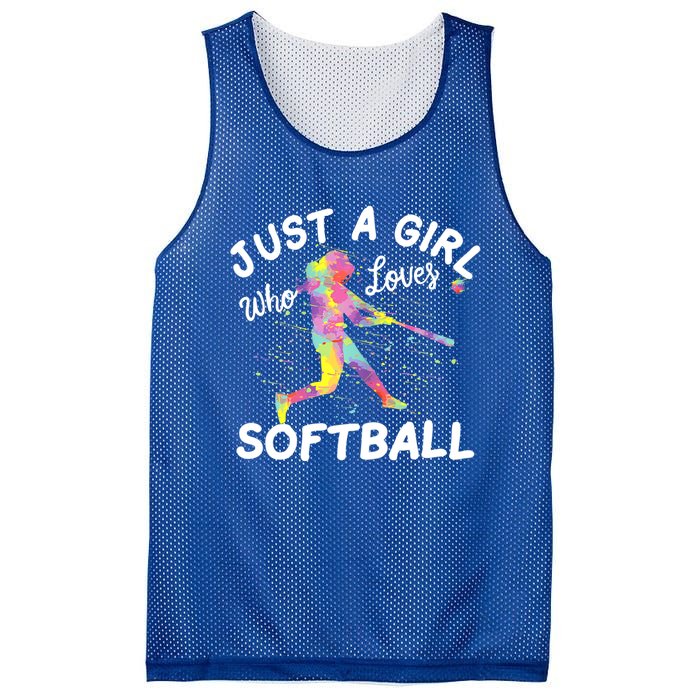 Just A Girl Who Loves Softball Mesh Reversible Basketball Jersey Tank