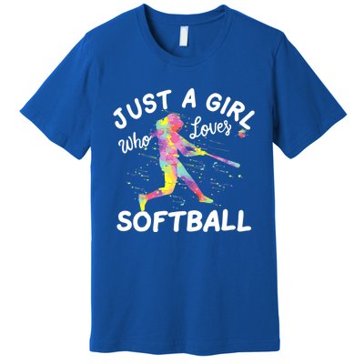 Just A Girl Who Loves Softball Premium T-Shirt