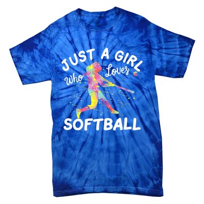 Just A Girl Who Loves Softball Tie-Dye T-Shirt