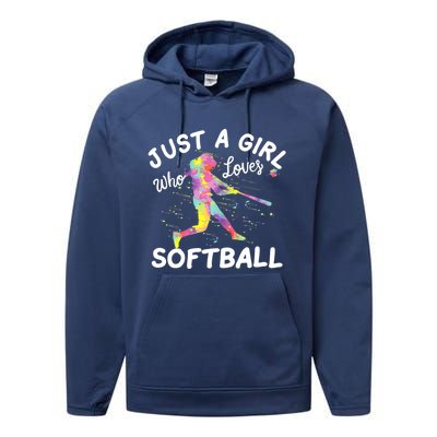 Just A Girl Who Loves Softball Performance Fleece Hoodie