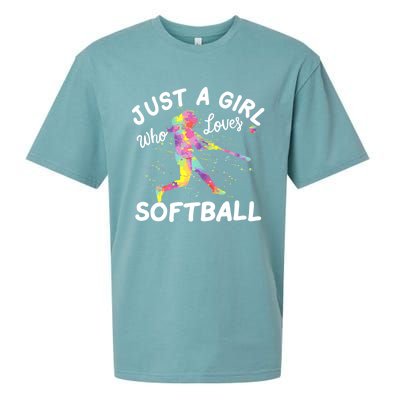 Just A Girl Who Loves Softball Sueded Cloud Jersey T-Shirt