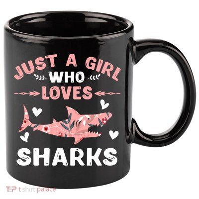Just A Girl Who Loves Sharks Gift Shark Lover Cute Gift 11oz C Handle Ceramic Mug