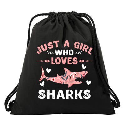 Just A Girl Who Loves Sharks Gift Shark Lover Cute Gift Drawstring Bag