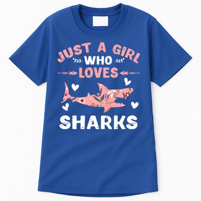 Just A Girl Who Loves Sharks Gift Shark Lover Cute Gift Tall T-Shirt