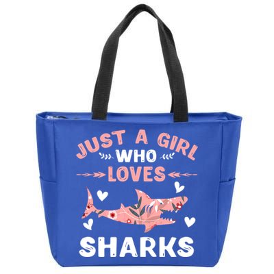 Just A Girl Who Loves Sharks Gift Shark Lover Cute Gift Zip Tote Bag