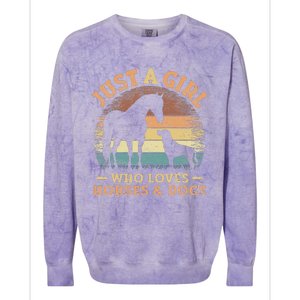 Just A Girl Who Loves Horses And Dogs Colorblast Crewneck Sweatshirt