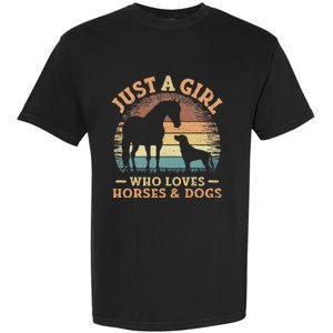 Just A Girl Who Loves Horses And Dogs Garment-Dyed Heavyweight T-Shirt