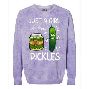 Just A Girl Who Loves Pickles Funny Vegetarian Vegan Pickle Lovers Colorblast Crewneck Sweatshirt