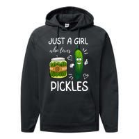 Just A Girl Who Loves Pickles Funny Vegetarian Vegan Pickle Lovers Performance Fleece Hoodie