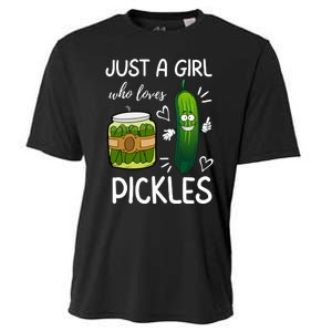 Just A Girl Who Loves Pickles Funny Vegetarian Vegan Pickle Lovers Cooling Performance Crew T-Shirt