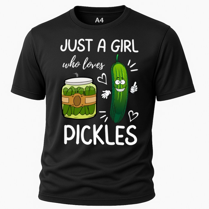 Just A Girl Who Loves Pickles Funny Vegetarian Vegan Pickle Lovers Cooling Performance Crew T-Shirt