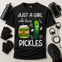 Just A Girl Who Loves Pickles Funny Vegetarian Vegan Pickle Lovers Cooling Performance Crew T-Shirt