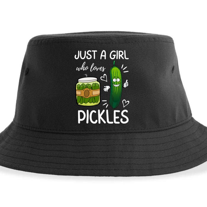 Just A Girl Who Loves Pickles Funny Vegetarian Vegan Pickle Lovers Sustainable Bucket Hat