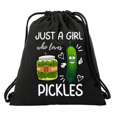 Just A Girl Who Loves Pickles Funny Vegetarian Vegan Pickle Lovers Drawstring Bag