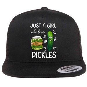 Just A Girl Who Loves Pickles Funny Vegetarian Vegan Pickle Lovers Flat Bill Trucker Hat