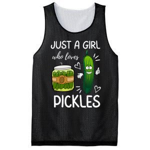 Just A Girl Who Loves Pickles Funny Vegetarian Vegan Pickle Lovers Mesh Reversible Basketball Jersey Tank