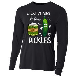 Just A Girl Who Loves Pickles Funny Vegetarian Vegan Pickle Lovers Cooling Performance Long Sleeve Crew