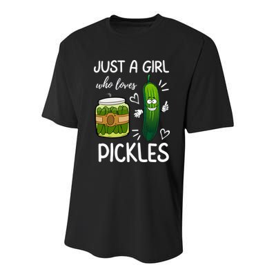 Just A Girl Who Loves Pickles Funny Vegetarian Vegan Pickle Lovers Youth Performance Sprint T-Shirt