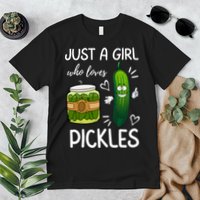 Just A Girl Who Loves Pickles Funny Vegetarian Vegan Pickle Lovers Premium T-Shirt