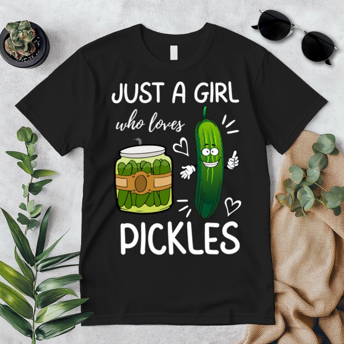 Just A Girl Who Loves Pickles Funny Vegetarian Vegan Pickle Lovers Premium T-Shirt