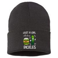 Just A Girl Who Loves Pickles Funny Vegetarian Vegan Pickle Lovers Sustainable Knit Beanie