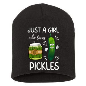 Just A Girl Who Loves Pickles Funny Vegetarian Vegan Pickle Lovers Short Acrylic Beanie