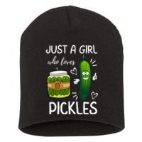 Just A Girl Who Loves Pickles Funny Vegetarian Vegan Pickle Lovers Short Acrylic Beanie