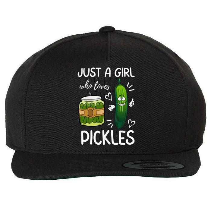 Just A Girl Who Loves Pickles Funny Vegetarian Vegan Pickle Lovers Wool Snapback Cap