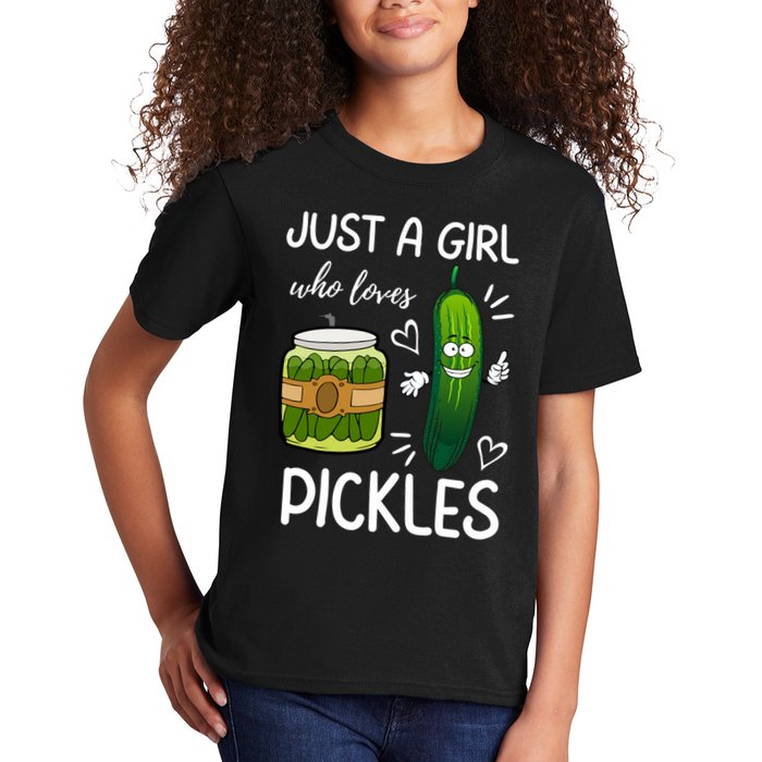 Just A Girl Who Loves Pickles Funny Vegetarian Vegan Pickle Lovers Kids T-Shirt