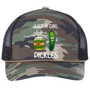 Just A Girl Who Loves Pickles Funny Vegetarian Vegan Pickle Lovers Retro Rope Trucker Hat Cap