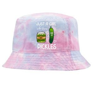 Just A Girl Who Loves Pickles Funny Vegetarian Vegan Pickle Lovers Tie-Dyed Bucket Hat