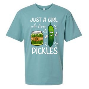 Just A Girl Who Loves Pickles Funny Vegetarian Vegan Pickle Lovers Sueded Cloud Jersey T-Shirt