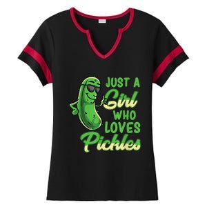 Just A Girl Who Loves Pickles Cute Pickle Girl Ladies Halftime Notch Neck Tee