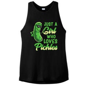 Just A Girl Who Loves Pickles Cute Pickle Girl Ladies PosiCharge Tri-Blend Wicking Tank