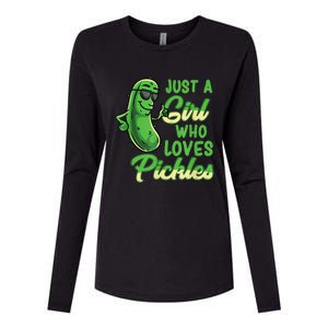 Just A Girl Who Loves Pickles Cute Pickle Girl Womens Cotton Relaxed Long Sleeve T-Shirt