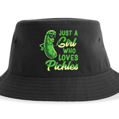 Just A Girl Who Loves Pickles Cute Pickle Girl Sustainable Bucket Hat