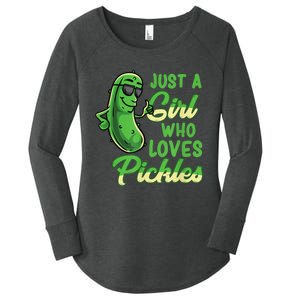 Just A Girl Who Loves Pickles Cute Pickle Girl Women's Perfect Tri Tunic Long Sleeve Shirt