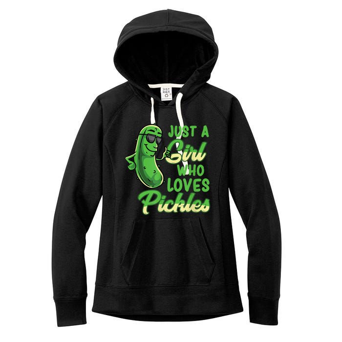 Just A Girl Who Loves Pickles Cute Pickle Girl Women's Fleece Hoodie