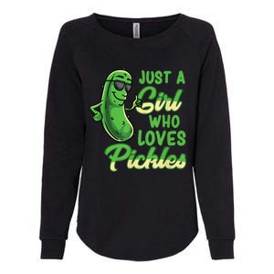 Just A Girl Who Loves Pickles Cute Pickle Girl Womens California Wash Sweatshirt