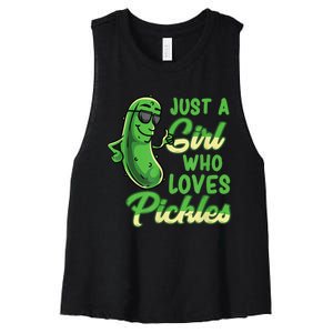 Just A Girl Who Loves Pickles Cute Pickle Girl Women's Racerback Cropped Tank