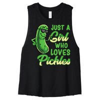 Just A Girl Who Loves Pickles Cute Pickle Girl Women's Racerback Cropped Tank