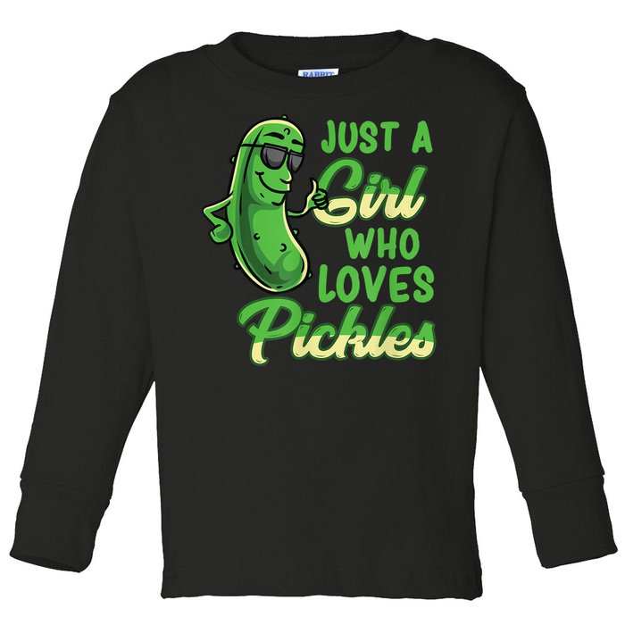 Just A Girl Who Loves Pickles Cute Pickle Girl Toddler Long Sleeve Shirt