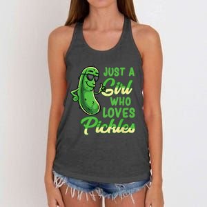 Just A Girl Who Loves Pickles Cute Pickle Girl Women's Knotted Racerback Tank